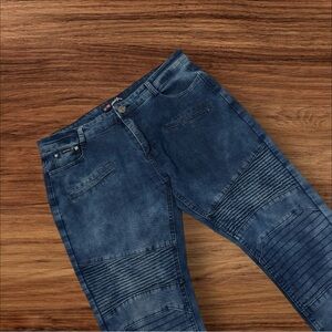 Phat Farm‎ Jeans Women’s Blue Ribbed Stretch 34W 30L Skinny Fit Blue